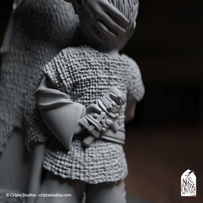 Valeria and Benor Turian, Human Commoners | Tabletop or Display Scale | TTRPG D&D Miniature | Cripta Studios