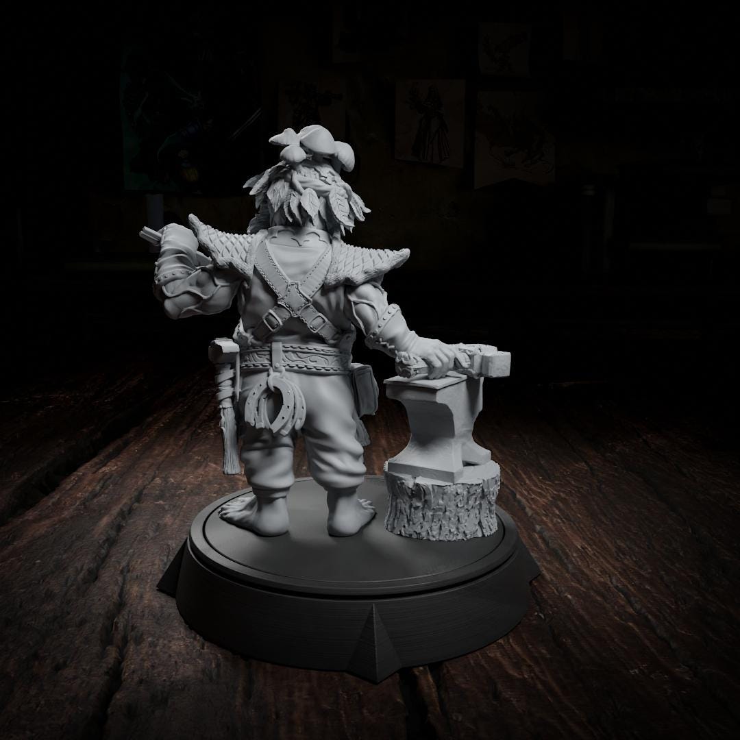 Bron the Plantling, Blacksmith | Tabletop or Display Scale | TTRPG D&D Miniature | Cripta Studios