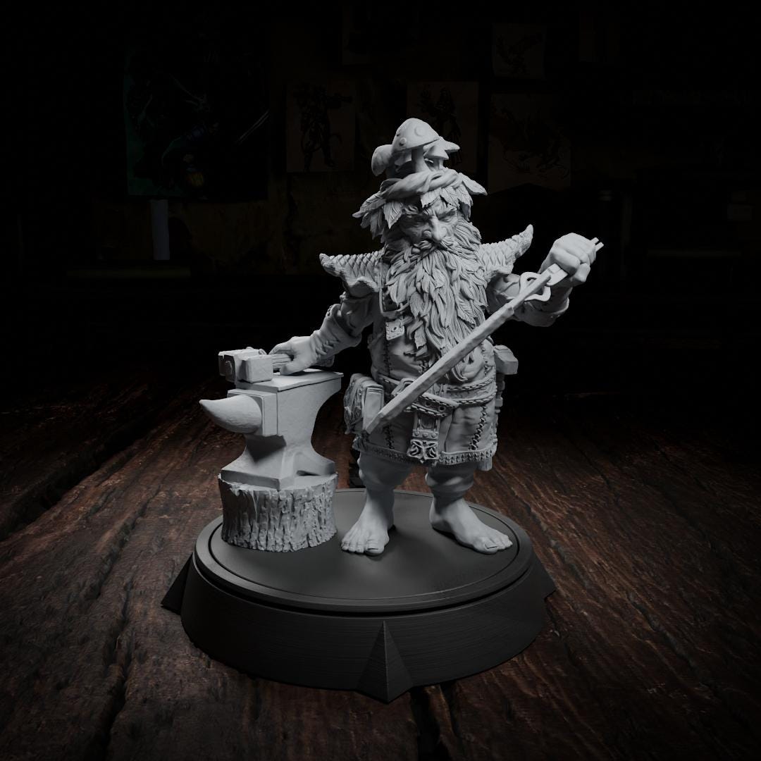 Bron the Plantling, Blacksmith | Tabletop or Display Scale | TTRPG D&D Miniature | Cripta Studios