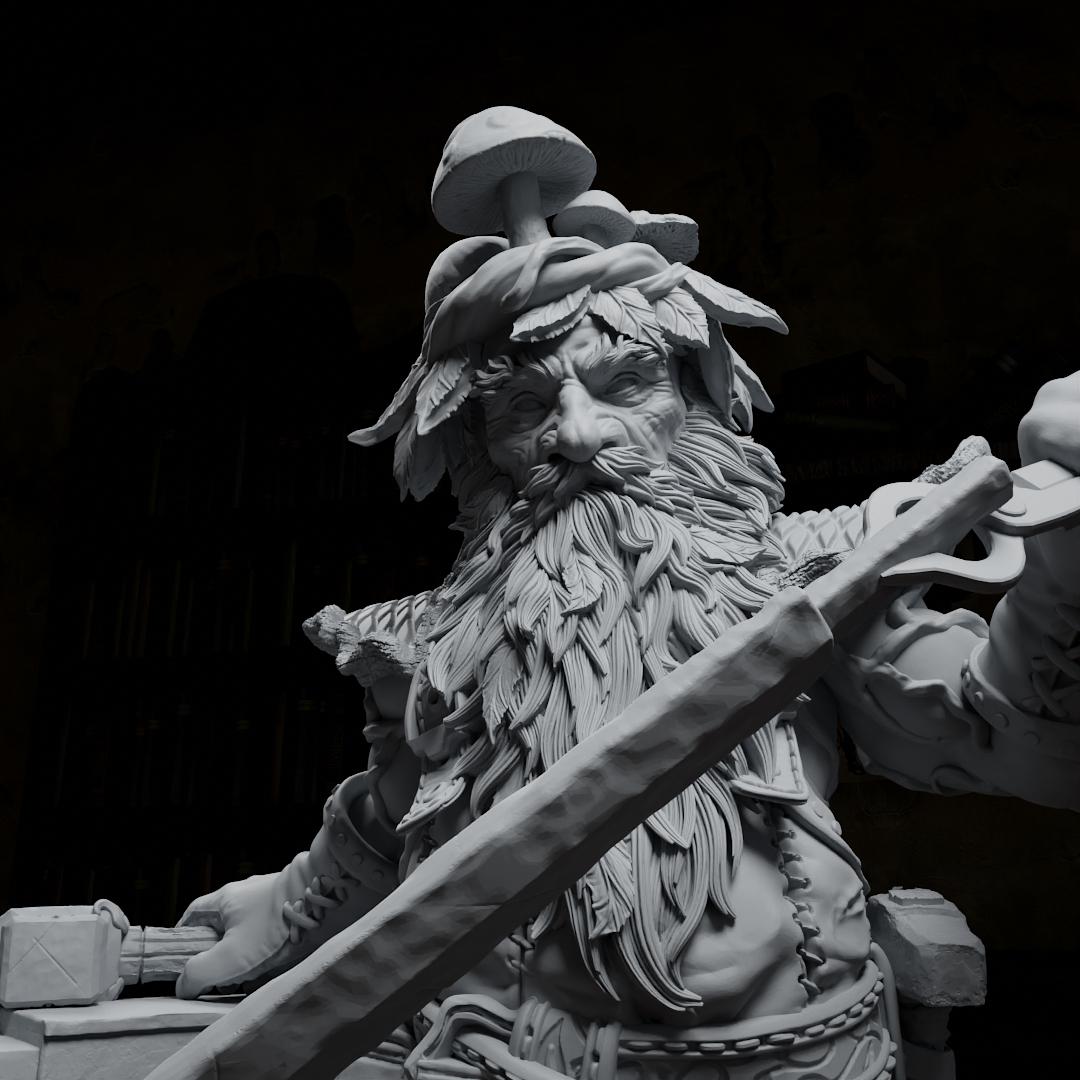 Bron the Plantling, Blacksmith | Tabletop or Display Scale | TTRPG D&D Miniature | Cripta Studios
