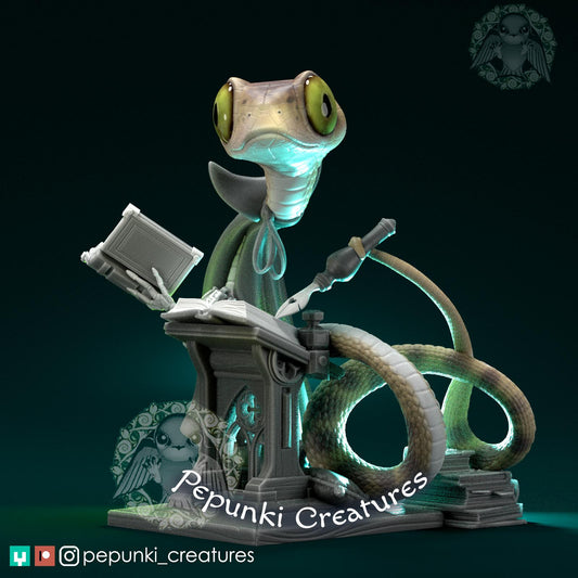 Blunt Snake Scholar Professor Wizard | Tabletop or Display Scale | D&D Humblewood TTRPG Miniature | Pepunki Creatures