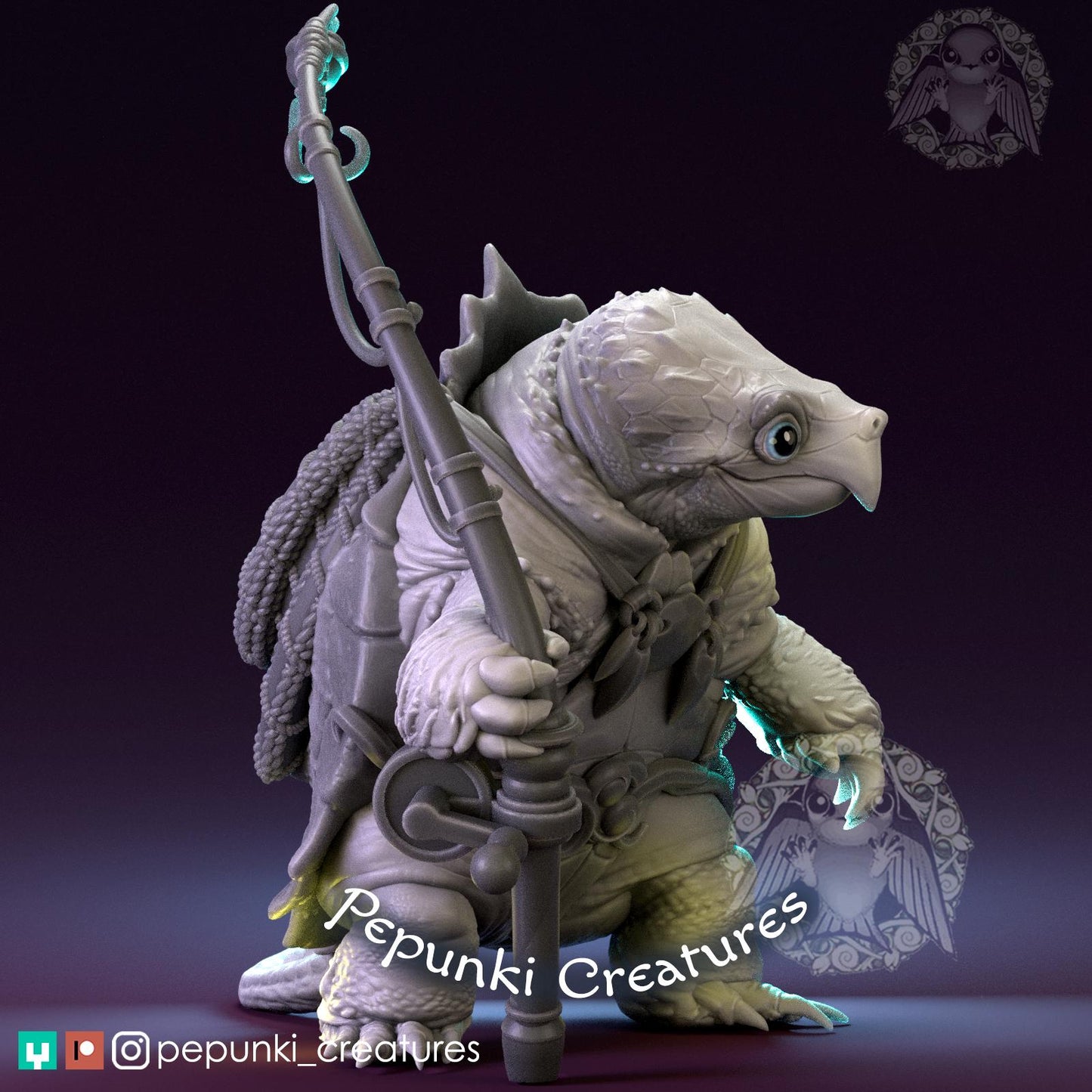 Snapping Turtle Fisherman | Tabletop or Display Scale | D&D Humblewood TTRPG Miniature | Pepunki Creatures