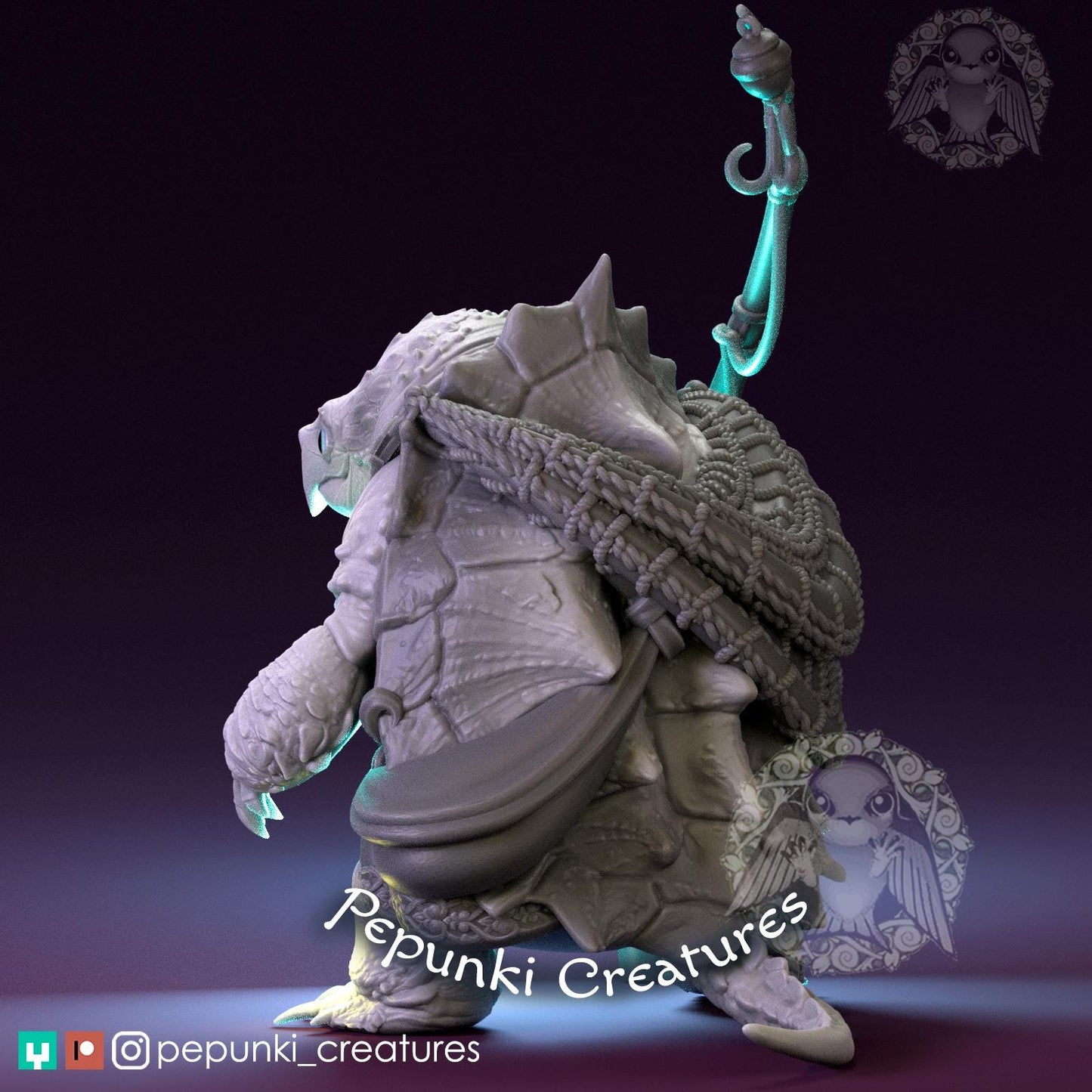 Snapping Turtle Fisherman | Tabletop or Display Scale | D&D Humblewood TTRPG Miniature | Pepunki Creatures