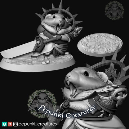 Pika Paladin | Tabletop or Display Scale | D&D Humblewood TTRPG Miniature | Pepunki Creatures