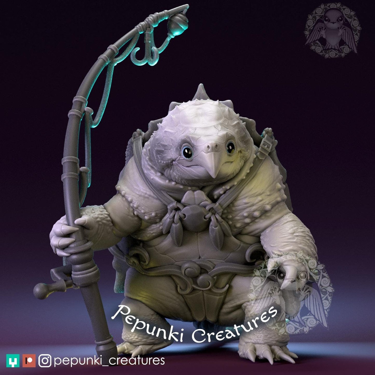 Snapping Turtle Fisherman | Tabletop or Display Scale | D&D Humblewood TTRPG Miniature | Pepunki Creatures