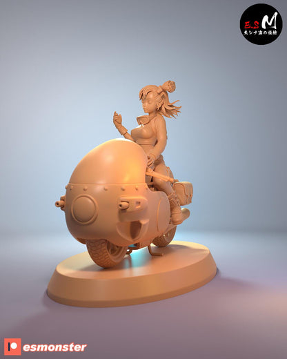 Prodigal Genius on a Bike | Resin Garage Kit Sculpture Anime Video Game Fan Art Statue | E.S Monster