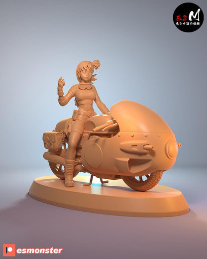 Prodigal Genius on a Bike | Resin Garage Kit Sculpture Anime Video Game Fan Art Statue | E.S Monster