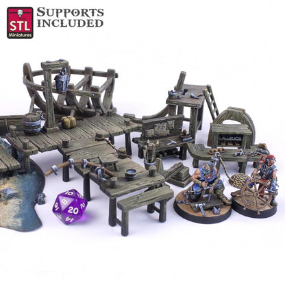 Boat Builder NPC Set | Tabletop Scale | D&D TTRPG Miniature | STL Miniatures