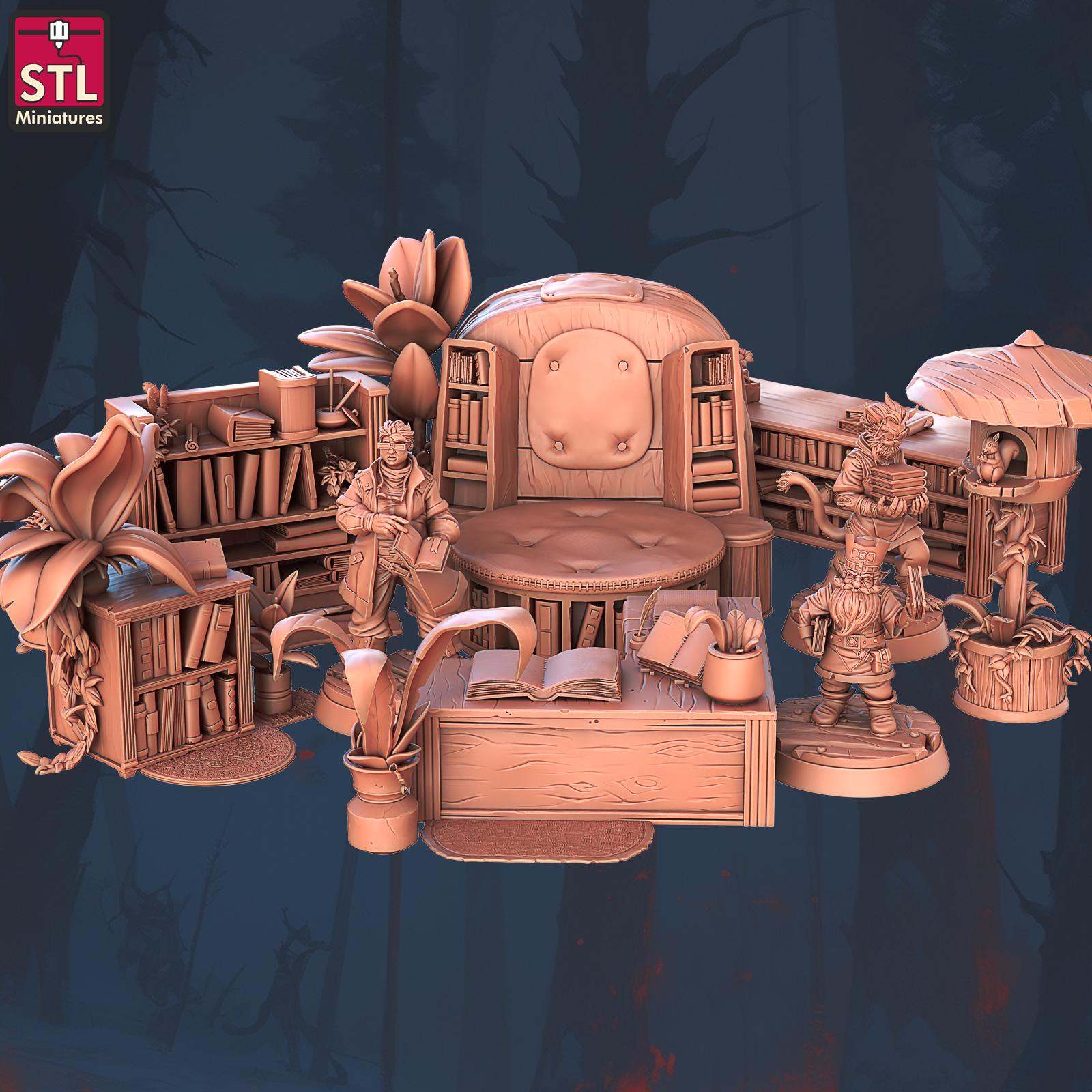 Book and Tomes NPC Set | Tabletop Scale | D&D TTRPG Miniature | STL Miniatures