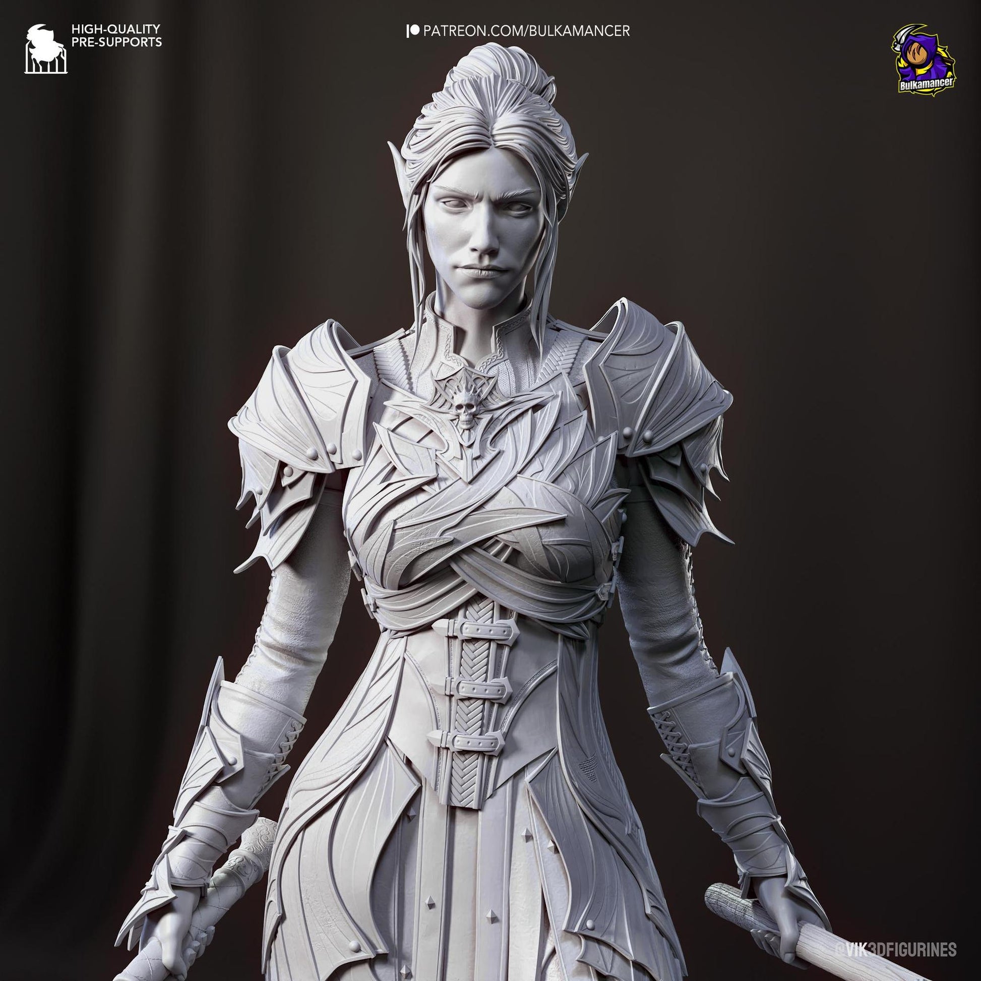 Dark Elf Paladin | Resin Garage Kit Sculpture Anime Video Game Fan Art Statue | Bulkamancer Sculpts