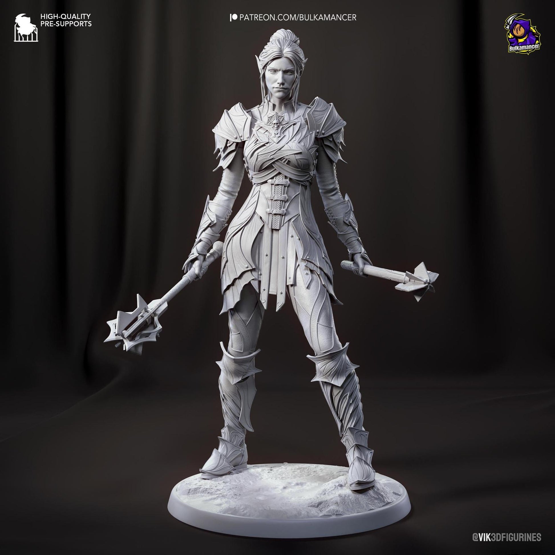 Dark Elf Paladin | Resin Garage Kit Sculpture Anime Video Game Fan Art Statue | Bulkamancer Sculpts
