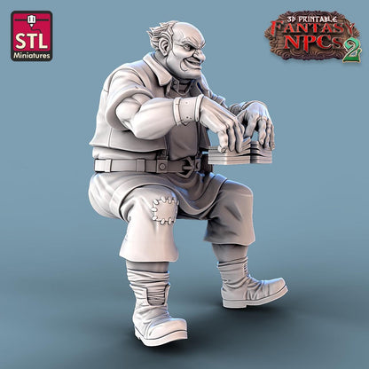 Card Players or Gaming NPC Set | Tabletop Scale | D&D TTRPG Miniature | STL Miniatures