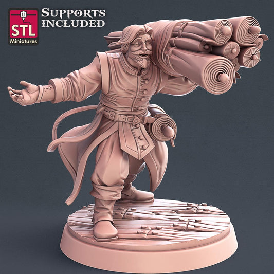 Fabric Seller Vendor NPC Set | Tabletop Scale | D&D TTRPG Miniature | STL Miniatures