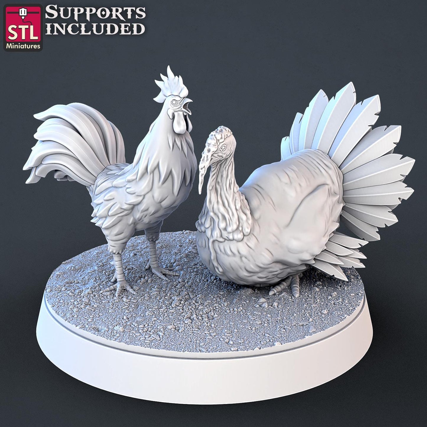 Farm Animals Set | Tabletop Scale | D&D TTRPG Miniature | STL Miniatures