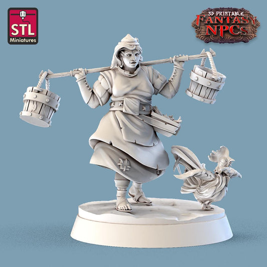 Farmer NPC Set | Tabletop Scale | D&D TTRPG Miniature | STL Miniatures