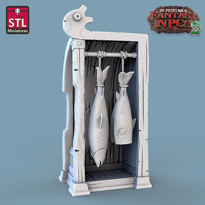 Fish Vendor NPC Set | Tabletop Scale | D&D TTRPG Miniature | STL Miniatures