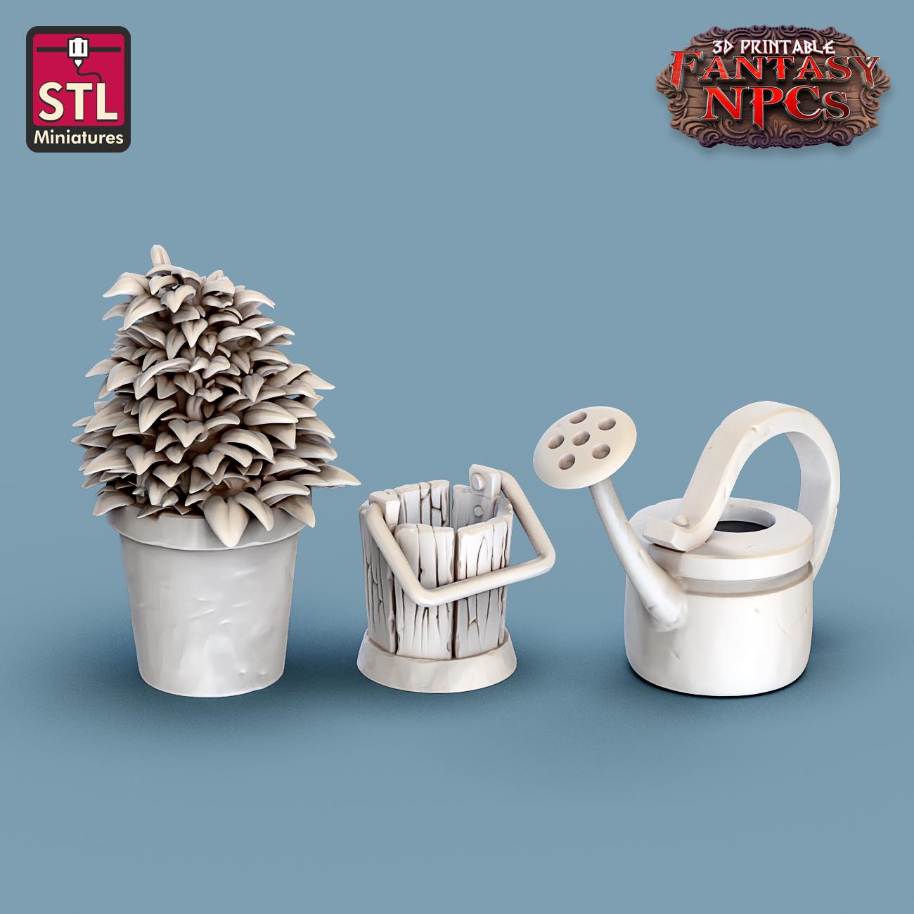 Gardener NPC Set | Tabletop Scale | D&D TTRPG Miniature | STL Miniatures