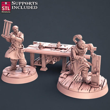 Human Carpenter NPC Set | Tabletop Scale | D&D TTRPG Miniature | STL Miniatures