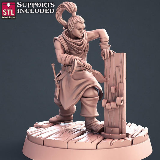 Human Carpenter NPC Set | Tabletop Scale | D&D TTRPG Miniature | STL Miniatures