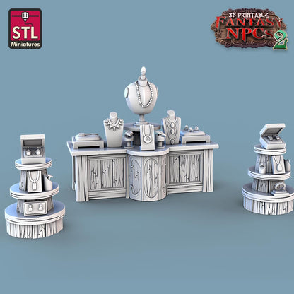 Jewelers NPC Set | Tabletop Scale | D&D TTRPG Miniature | STL Miniatures