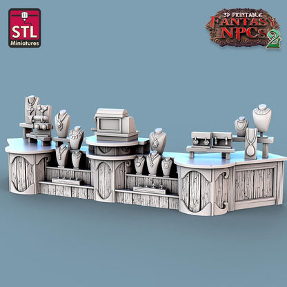 Jewelers NPC Set | Tabletop Scale | D&D TTRPG Miniature | STL Miniatures