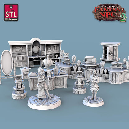Jewelers NPC Set | Tabletop Scale | D&D TTRPG Miniature | STL Miniatures