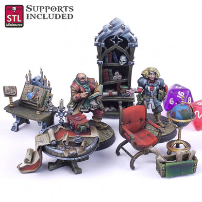 Librarian NPC Set | Tabletop Scale | D&D TTRPG Miniature | STL Miniatures