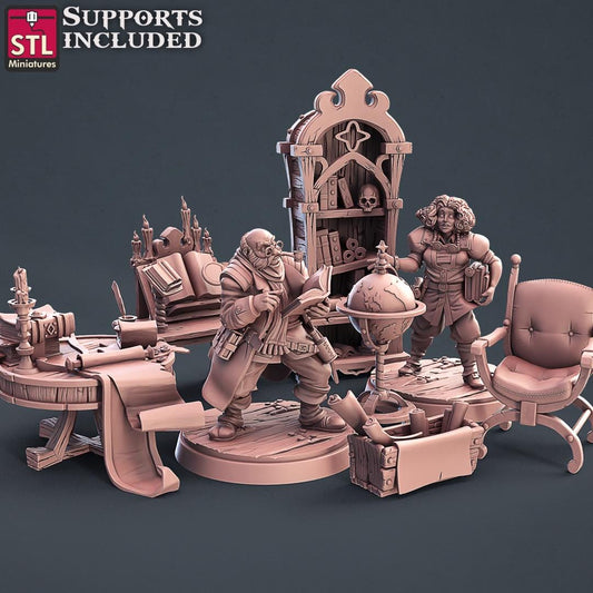Librarian NPC Set | Tabletop Scale | D&D TTRPG Miniature | STL Miniatures