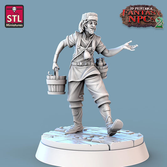 Milkman NPC Set | Tabletop Scale | D&D TTRPG Miniature | STL Miniatures