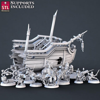 Pirate NPC Set | Tabletop Scale | D&D TTRPG Miniature | STL Miniatures