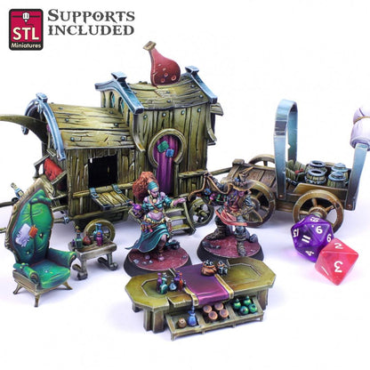 Potion Vendor Seller NPC Set | Tabletop Scale | D&D TTRPG Miniature | STL Miniatures