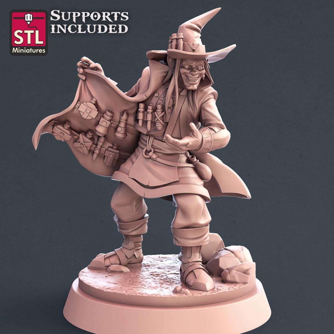 Potion Vendor Seller NPC Set | Tabletop Scale | D&D TTRPG Miniature | STL Miniatures