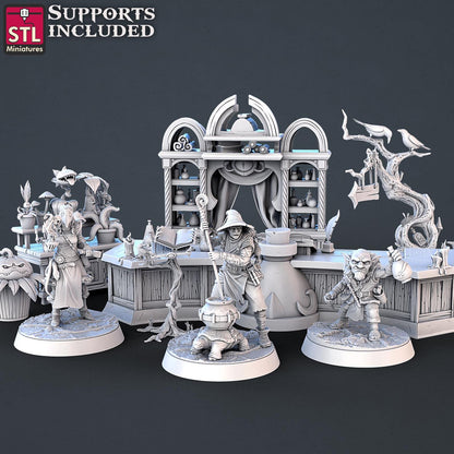 Toxic Vendor Seller NPC Set | Tabletop Scale | D&D TTRPG Miniature | STL Miniatures