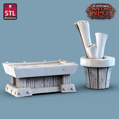 Weapons Merchant NPC Set | Tabletop Scale | D&D TTRPG Miniature | STL Miniatures