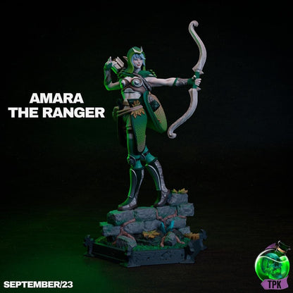 Amara, Elven Ranger Archer Hunter | Tabletop Gaming Miniature | TPKLab