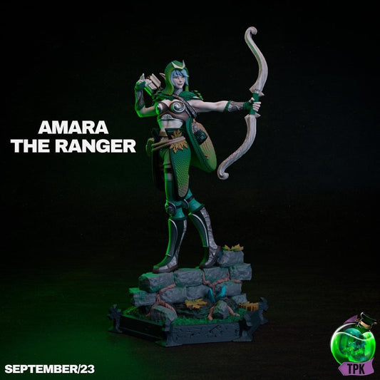 Amara, Elven Ranger Archer Hunter | Tabletop Gaming Miniature | TPKLab