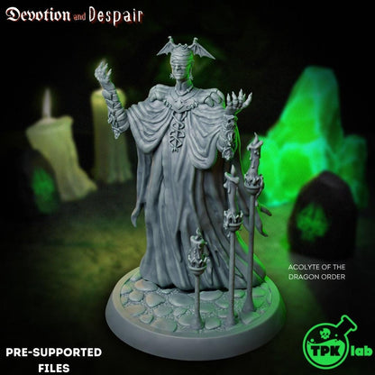 Acolyte and High Priest of the Dragon Order Cult | Tabletop Gaming Miniature | TPKLab