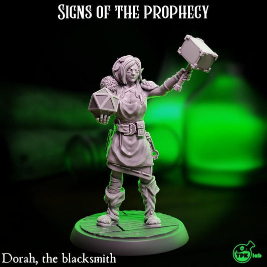Dorah the Blacksmith, Elf or Fairy | Tabletop Gaming Miniature | TPKLab