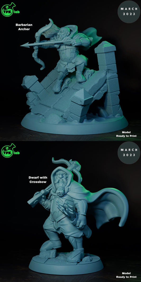 Dwarf Soldiers, Mounted, Unmounted, Fighters | Tabletop Gaming Miniature | TPKLab