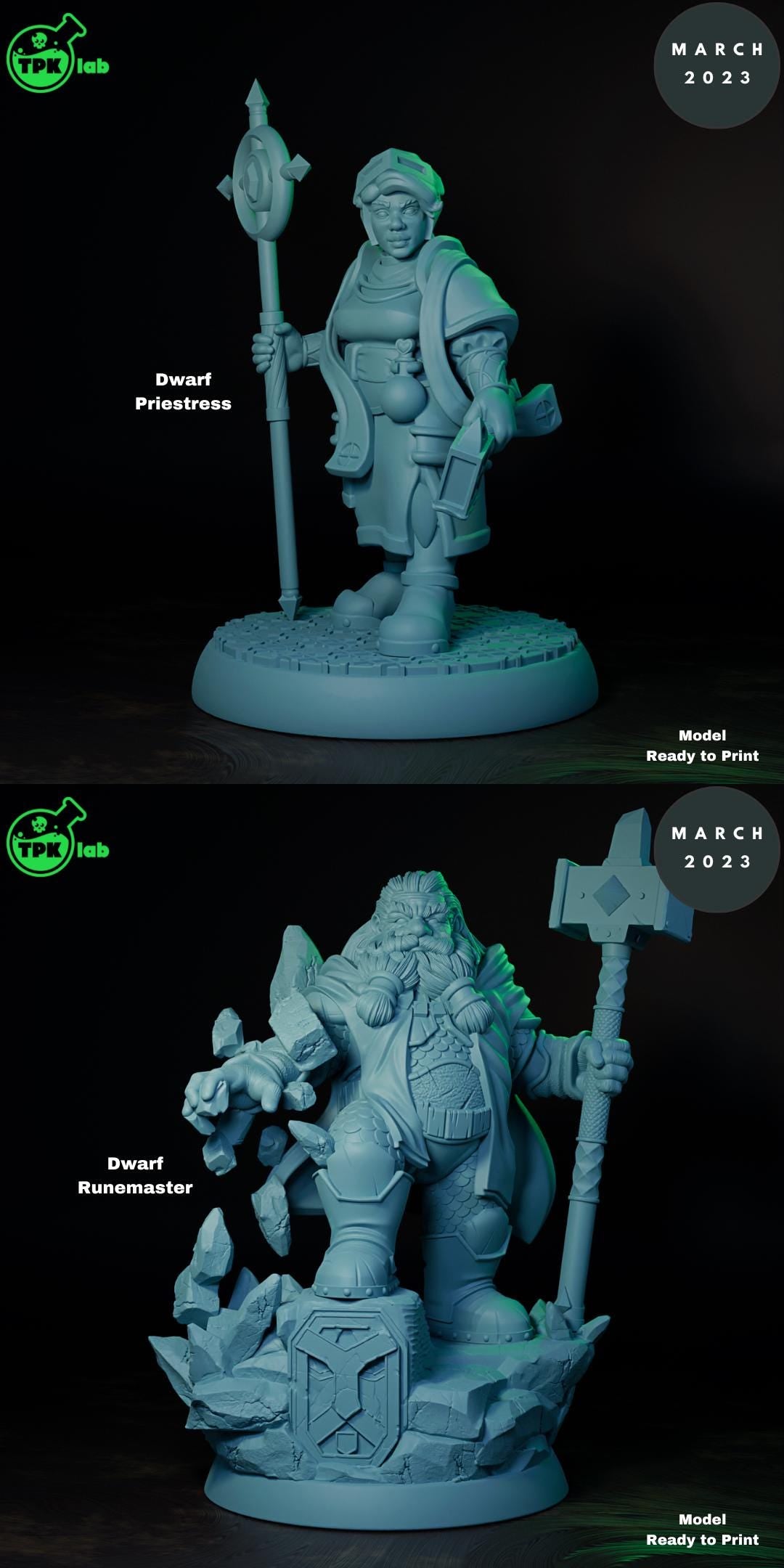Dwarf Soldiers, Mounted, Unmounted, Fighters | Tabletop Gaming Miniature | TPKLab