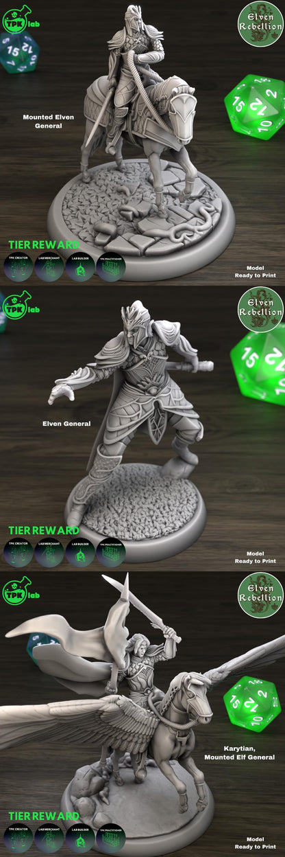 Elven Soldiers, Mounted, Unmounted, Fighters | Tabletop Gaming Miniature | TPKLab