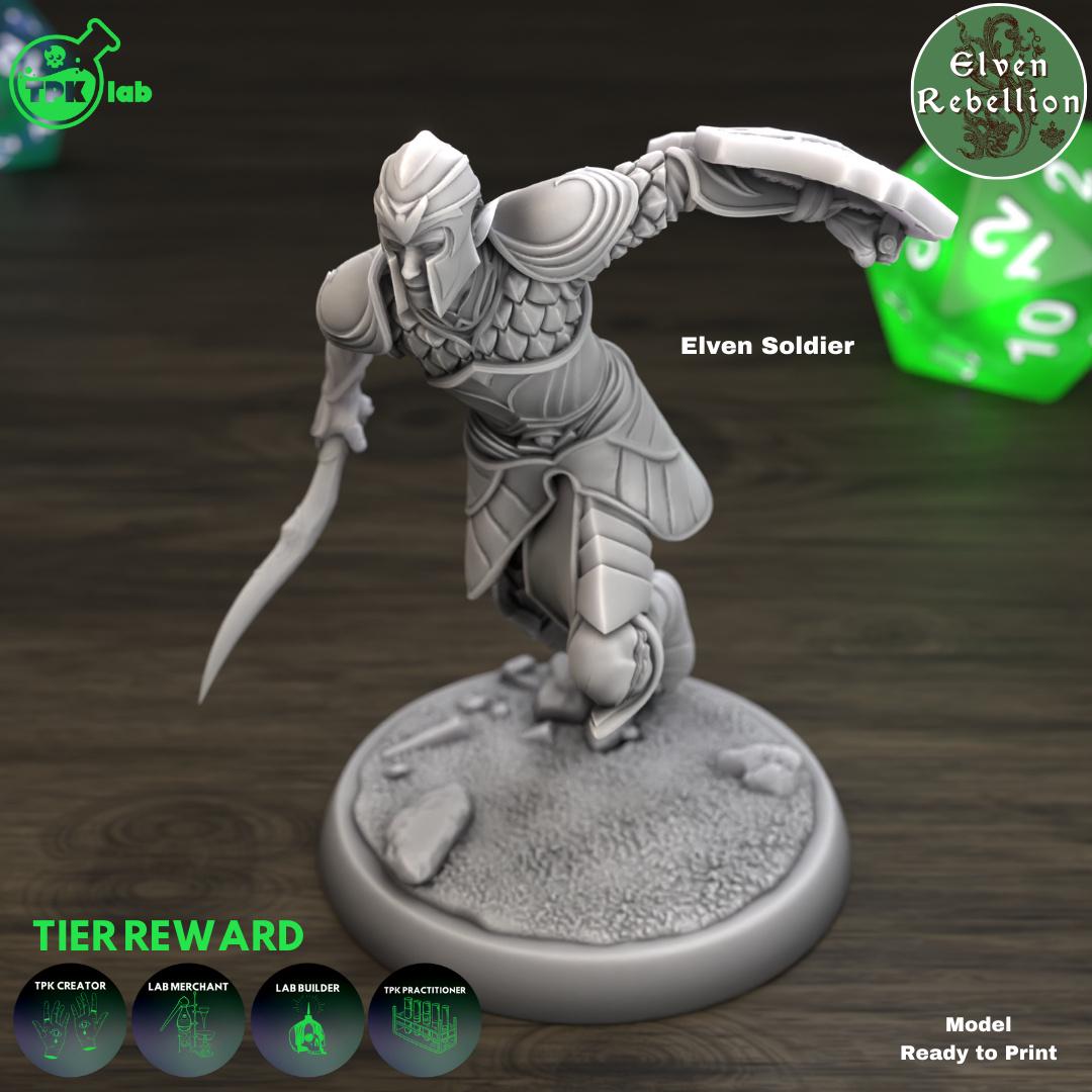 Elven Soldiers, Mounted, Unmounted, Fighters | Tabletop Gaming Miniature | TPKLab