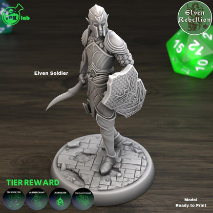 Elven Soldiers, Mounted, Unmounted, Fighters | Tabletop Gaming Miniature | TPKLab