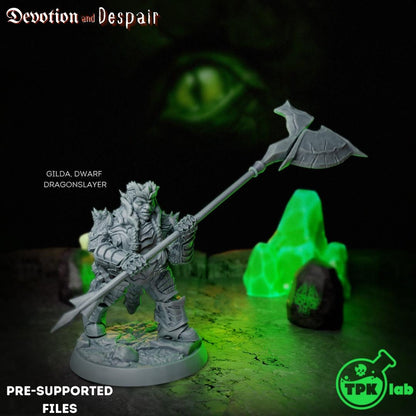 Dwarf Dragonslayers, Morgran, Gilda | Tabletop Gaming Miniature | TPKLab