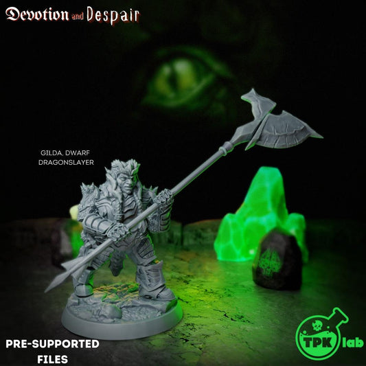 Dwarf Dragonslayers, Morgran, Gilda | Tabletop Gaming Miniature | TPKLab