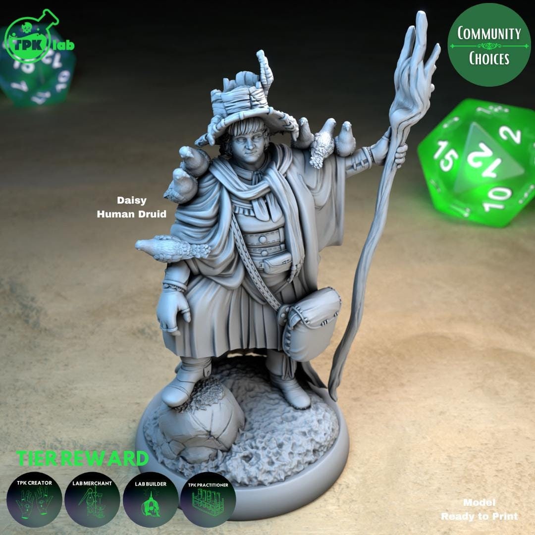 Human Druids, Daisy, Dandalion | Tabletop Gaming Miniature | TPKLab