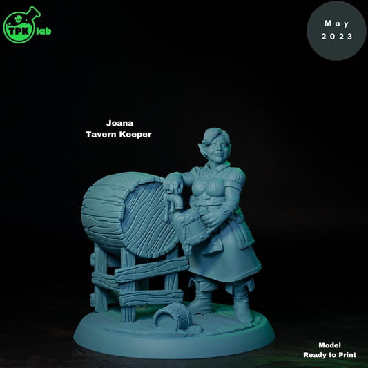 Joana Tavern Keeper Barrel | Tabletop Gaming Miniature | TPKLab