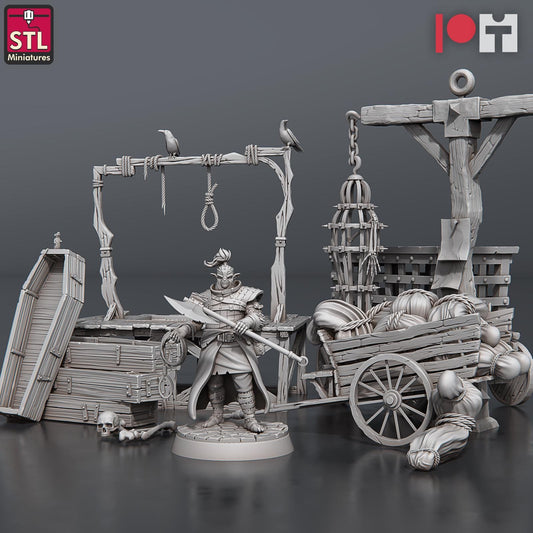 Bugbear Hangman NPC Set | Tabletop Scale | D&D TTRPG Miniature | STL Miniatures