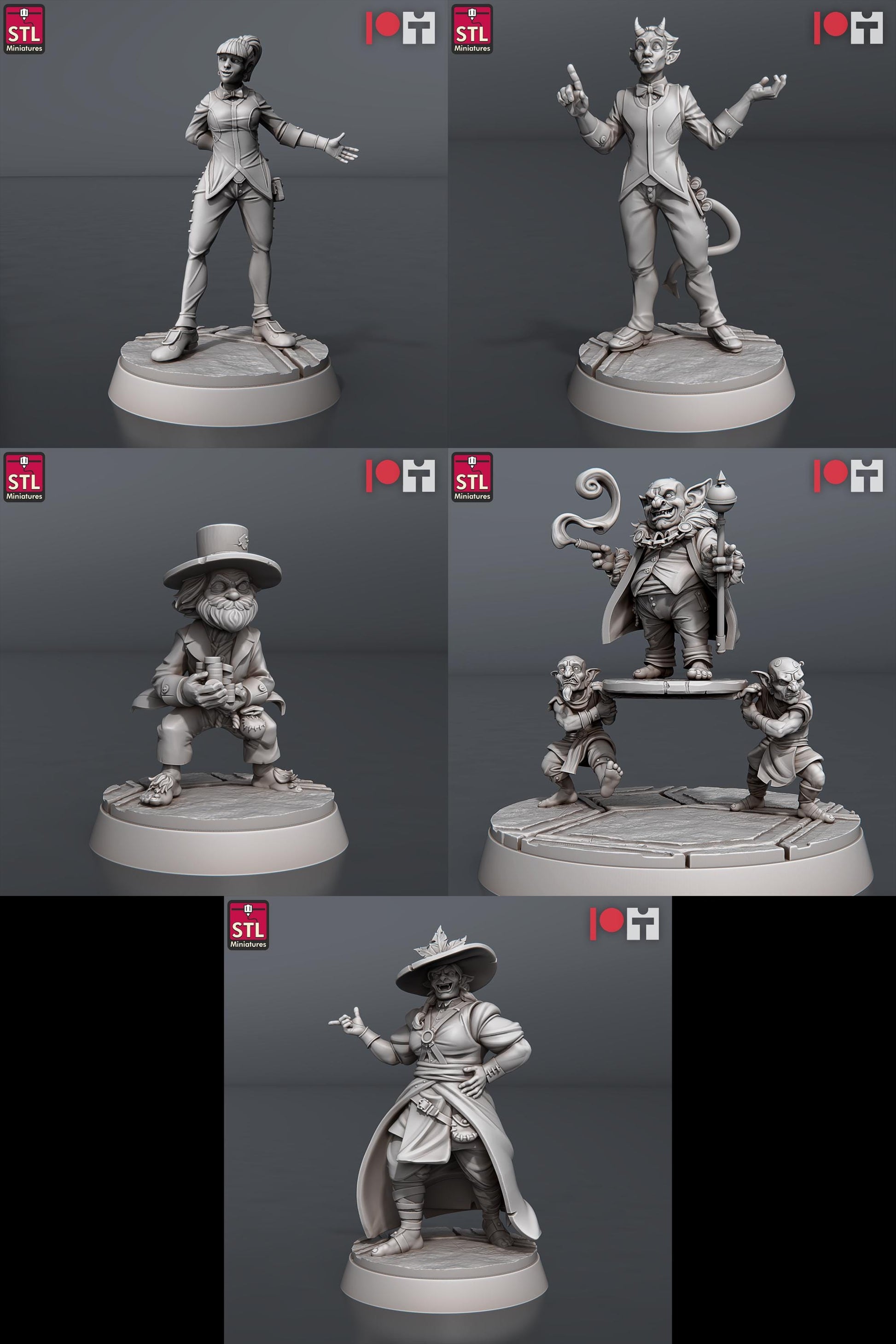 Casino NPC Set | Tabletop Scale | D&D TTRPG Miniature | STL Miniatures