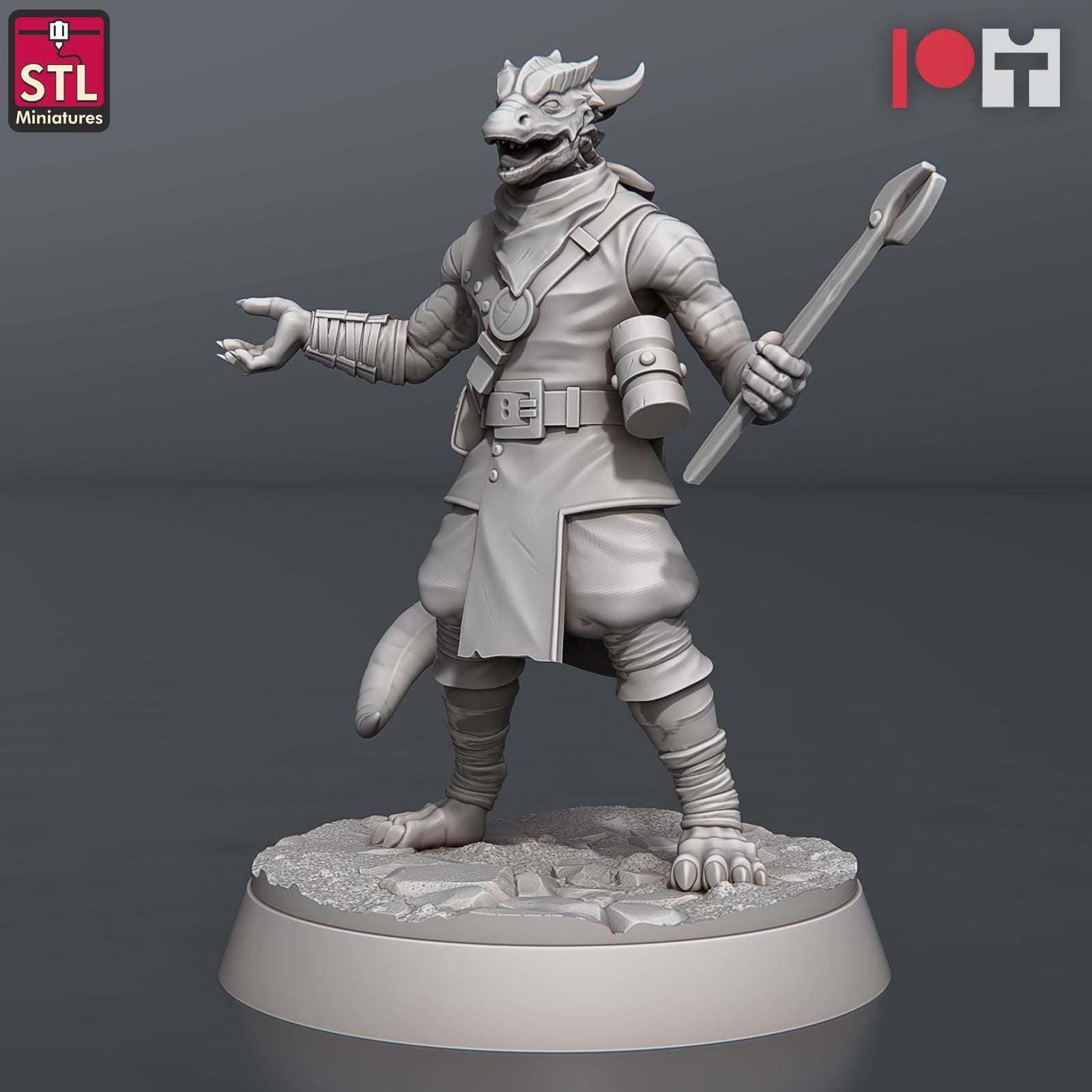 Dragonborn Blacksmith NPC Set | Tabletop Scale | D&D TTRPG Miniature | STL Miniatures